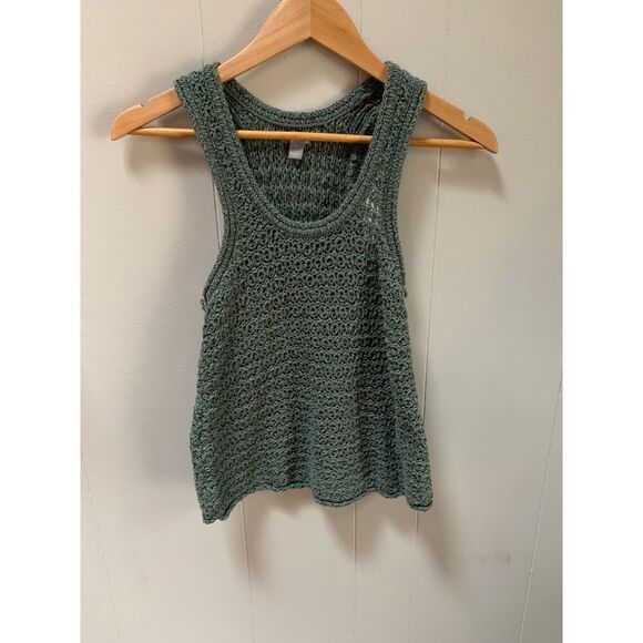 AERIE Sweater Loose Knit Sage Green Sleeveless Top Small - Picture 3 of 5